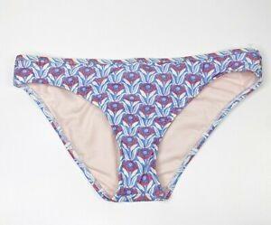 NWT Antonio Melani Blue Floral SZ 4 Mid-Rise Cheeky Bikini Swim Bottoms #97365