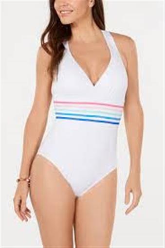 NWOT La Blanca 10 Spectrum White Cross Back Multi Strap 1PC Swimsuit 97372