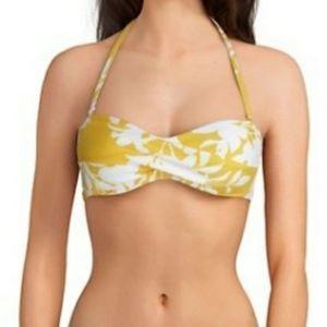 NWT Antonio Melani Shadow Glow XS Yellow Twist Bandeau Bikini Swim Top #97417