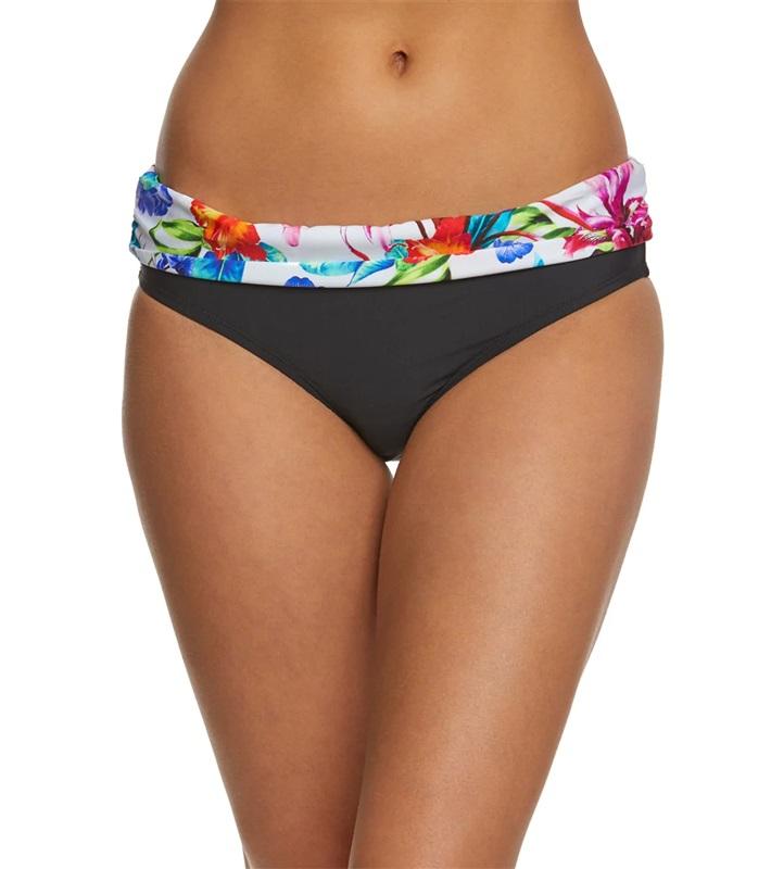 NWT Athena Tropical Trip SZ 10 Floral Banded Cheeky Bikini Swim Bottoms #97459