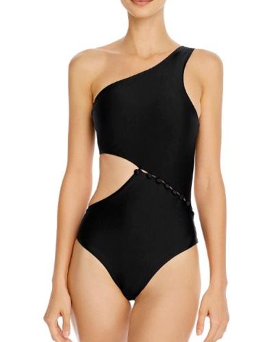 NWT Red Carter 10 Asymmetric Maillot 1PC Swimsuit Black 97555