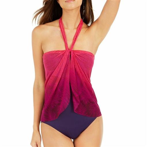 NWT Ralph Lauren 20 Ombré Mesh Layer Convertible 1PC Swimsuit 97565