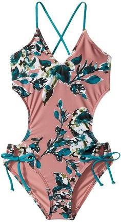 NWOT Splendid Watercolor Floral SZ 10 Halter Monokini One-Piece Swimsuit #97662