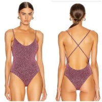 NWT Caroline Constas M Delfina Pink Sparkle 1 Piece Swimsuit #97690