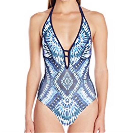 NWOT Robin Piccone 6 Marley Indigo Tye Die 1PC swimsuit 97705