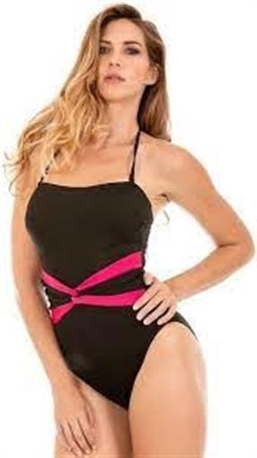 NWT INSTANT FIGURE 14 Compression Bandeau 1PC Swimsuit Contrast Twist 97720