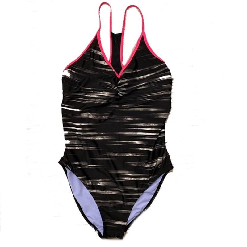 NWOT Champion S Signature Racer Black Pink 1PC Swimsuit 97776