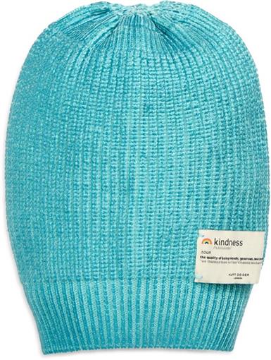 Kurt Geiger London BE KIND FOIL Metallic Beanie Hat & Scarf, Turquoise 97818