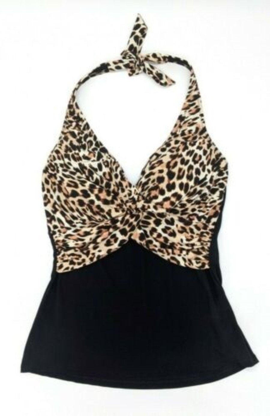 NWT Profile by Gottex 8 LEOPARD Wild Thing Printed Halter Tankini Top 97884