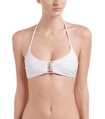 NWOT PIlyq Water Lily Zen M White Braided Halter Bikini Swim Top #97918