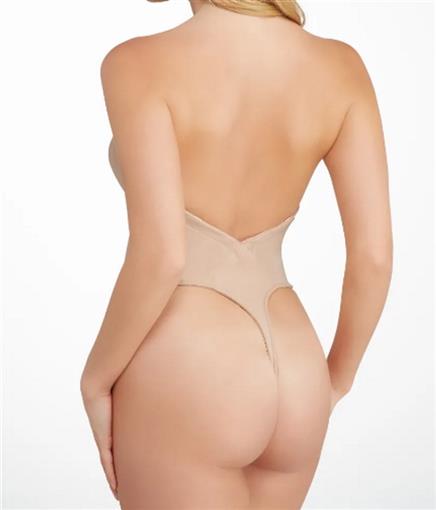NWT Va Bien 32D Strapless Low Back Slimming Bodysuit 1509 beige Thong 97923