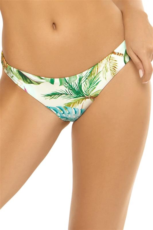 NWT Pilyq Tulum L Palm Cheeky Reversible Ruched Bikini Swim Bottoms #97952