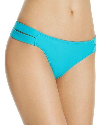 NWOT Pilyq Cabana Blue S Solid Double Strap Cheeky Bikini Swim Bottoms #97982