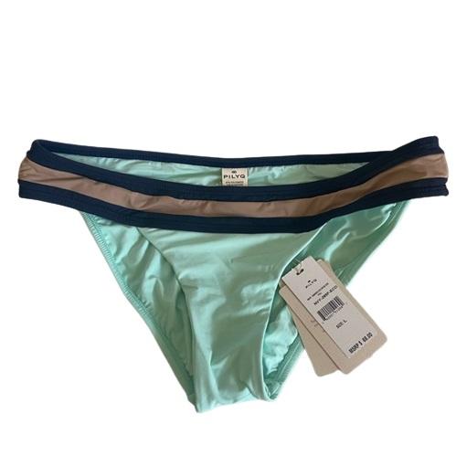 NWT Pilyq Navy Colorblock M Banded Cheeky Bikini Swim Bottoms #97989