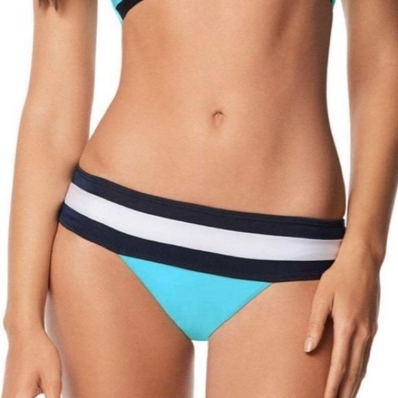 NWOT PIlyq Aquamarine L Colorblock Cheeky Bikini Swim Bottoms #97999