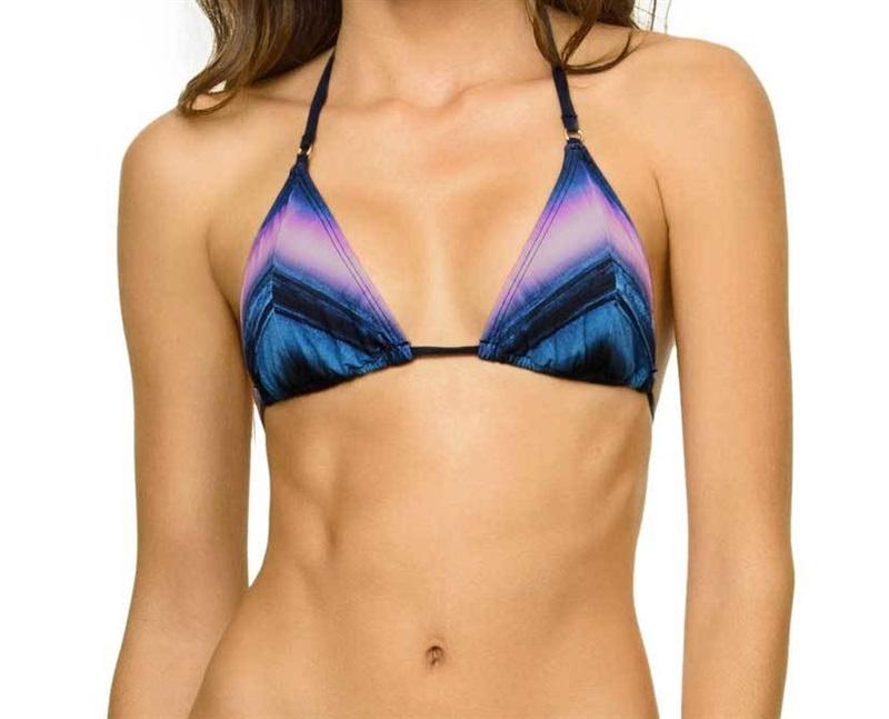 NWT PIlyq Skyline M Triangle Tie-dye Halter Bikini Swim Top #98007