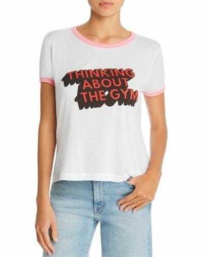 NWT Wildfox M Thinking about the Gym Ringer T Shirt 98072