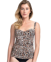 NWOT Profile Gottex 22W Wild Thing Leopard Shirred Underwire Tankini Top 98088