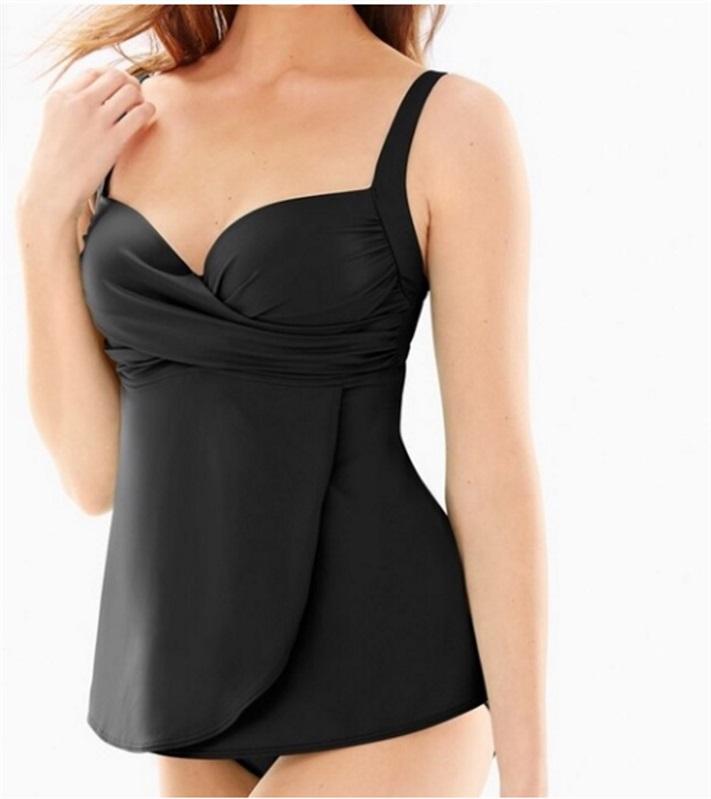 NWOT Soma 34DD Criss-Cross Padded Tankini Top Swimsuit Black #98098