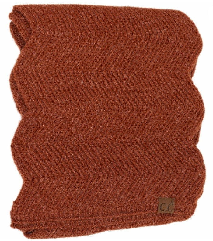 New C.C Beanie Chevron Knit Scarf 86x11 SF9000 Rust Orange #98131