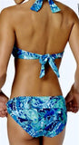 Ralph Lauren 16 Exotic Paisley Shirred Banded Blue Bikini 2pc Swimsuit 98158