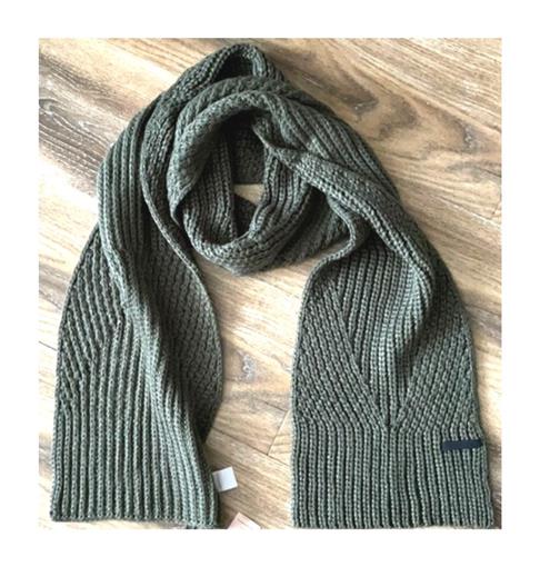 New Rebecca Minkoff Traveling Rib Knit Scarf 74x9 Olive Green #98173