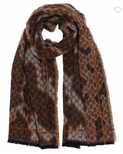 Echo New York Python Jacquard Snake Scale Scarf Dark Brown #98176