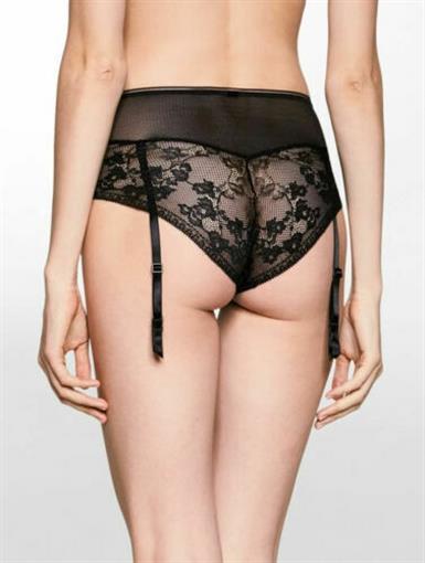 NWOT Calvin Klein L High-Waisted Cheekini Black Garter & Panty 98228