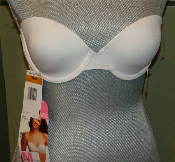 NWOTD Maidenform 36D White 1 Fabulous Fit Strapless Bra 07955 NO Straps 98276