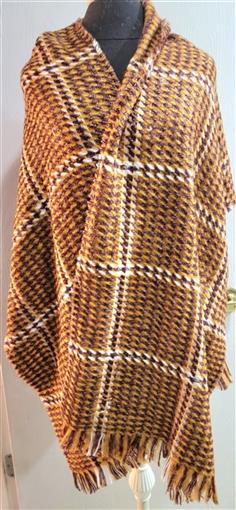 New Fraas Houndstooth Blanket Scarf Wrap Burgundy Gold White #98282