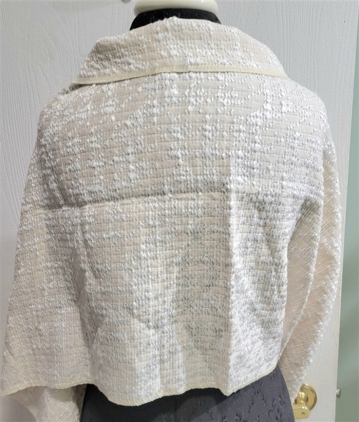 NEW Badgley Mischka Metallic Houndstooth Wrap 23"x74" Winter White #98283