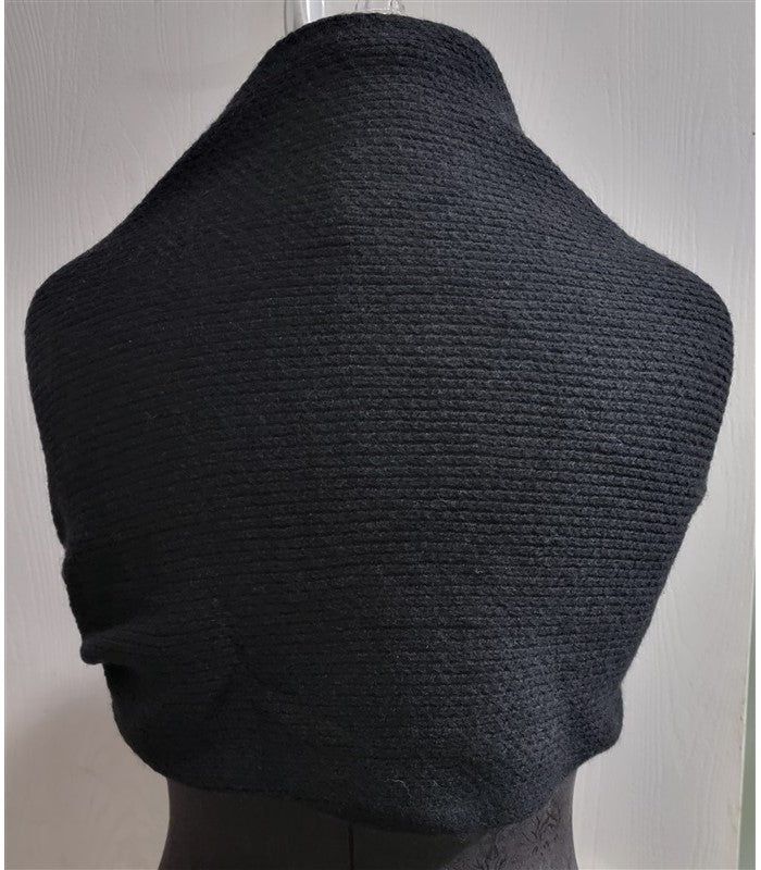 New Fraas Moss Stitch Knit Rectangle Scarf Wrap Black 100% Cashmere #98285