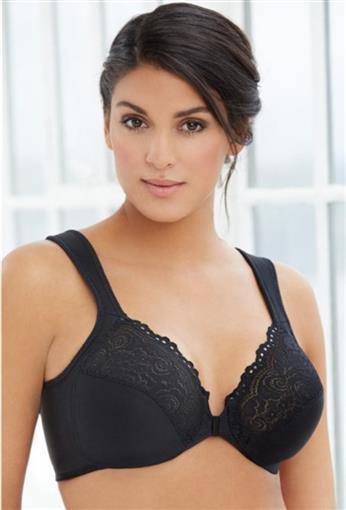 NWOT Glamorise 34F Elegance Front Close Underwire Bra 1245 Black #98314