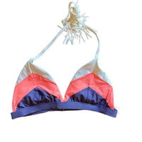 NWT PIlyq Mauve Color Block L Triangle Halter Bikini Swim Top #98379