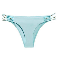 NWOT Pilyq Cabana Blue Strappy S Cheeky Ruched Bikini Swim Bottoms #98386