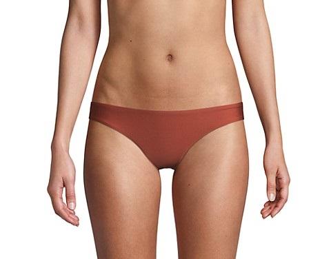 NWOT Pilyq Isla Solid L Brown Ruched Cheeky Bikini Swim Bottom #98388