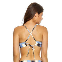 NWOT Pilyq Cancun L Striped Banded Halter Glitter Bikini Swim Top #98424