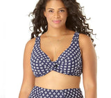 NWT Anne Cole 20W Eyelet It Go Swim Bra Bikini Swim Top Blue White 98467