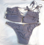 NWT PIlyq M Amethyst Zen Braided Purple Strappy Halter Bikini Swim Set #98476