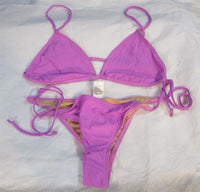 NWOT Barefoot Miss of California L Purple Teeny Tiny String Bikini 98494