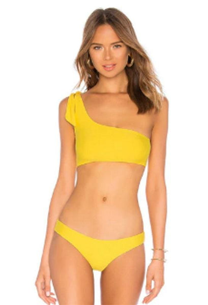 NWOT Pilyq S Marigold 1 Shoulder Top Bikini Swim Bottoms #98523