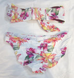 NWT Pilyq S Watercolor Floral Bandeau Twist Tie Cheeky Bikini Swim Set #98525