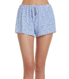 NWT HoneyDew L Cove Leopard Starlight French Terry Shorts Pajamas Blue #98540