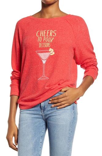 NWT Wildfox M Cheers To Pour Decisions Martini Sweatshirt 98541