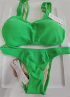 NWT PIlyq Kiwi Reef D Top Green Textured Cheeky Bikini M Swim Bottom #98576