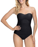 NWT Profile by Gottex Ribbons Textured Bandeau Strapless 1PC Swimsuit 98622
