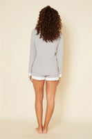 New Cosabella L Bella Long Sleeve Top & Boxer Shorts Pajama Set Dk Gray 98629