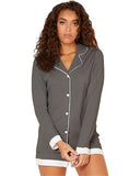 New Cosabella L Bella Long Sleeve Top & Boxer Shorts Pajama Set Dk Gray 98629