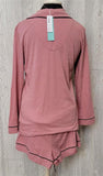 NWT Cosabella XL Bella LS Top & Boxer Shorts Pajama Set Terra Cotta Pink 98630