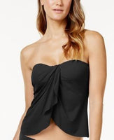 NWOT Vince Camuto Sanremo MV21516 Black Shades Draped Bandini Swim Top #98647